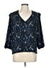 Roan + Ryan 100% Polyester Blue 3/4 Sleeve Blouse Size L - photo 1