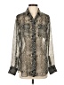 Worth New York Metallic Silver Long Sleeve Blouse Size 4 - photo 1