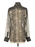 Worth New York Metallic Silver Long Sleeve Blouse Size 4 - photo 2