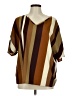 Emery Rose Stripes Brown Short Sleeve Blouse Size M - photo 1