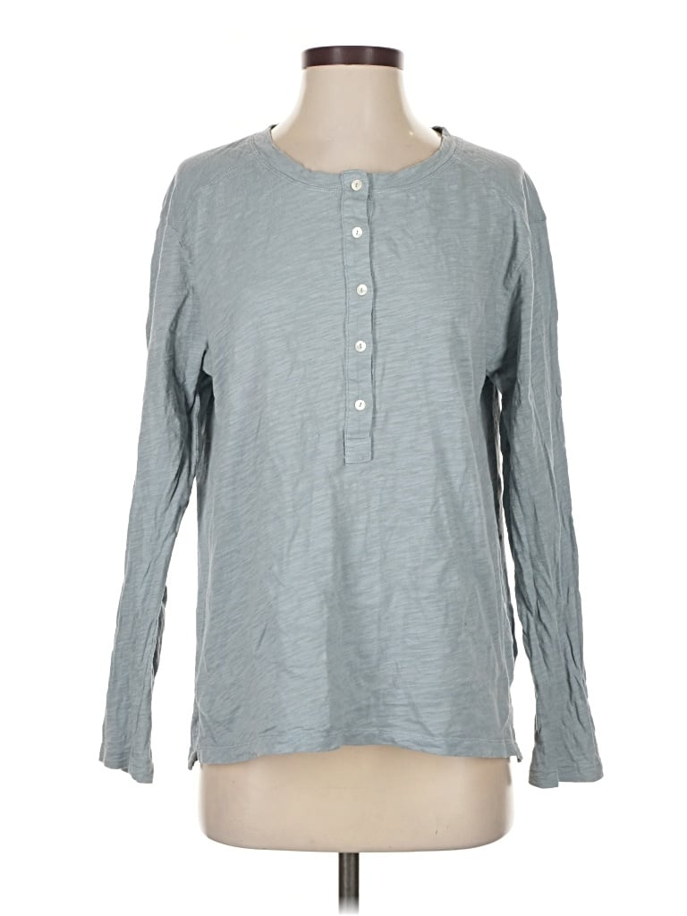 Pre-owned Dylan Long Sleeve Top Gray Crew Neck Tops