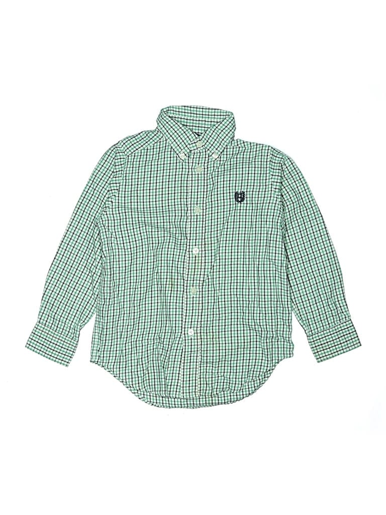 Pre-owned Chaps Kids' Long Sleeve Button Down Shirt In Green