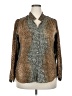 Dex 100% Polyester Animal Print Brown Long Sleeve Blouse Size 3X - photo 1
