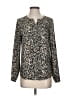 Talbots 100% Polyester Animal Print Black Long Sleeve Blouse Size XS - photo 1