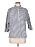 MICHAEL Michael Kors Stripes Blue 3/4 Sleeve Button-Down Shirt Size M - photo 1