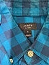 J.Crew 100% Polyester Plaid Teal Long Sleeve Blouse Size S - photo 7