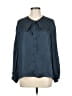 J.Crew 100% Polyester Solid Blue Long Sleeve Blouse Size M - photo 1