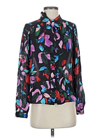 Parker Long Sleeve Silk Top (view 1)