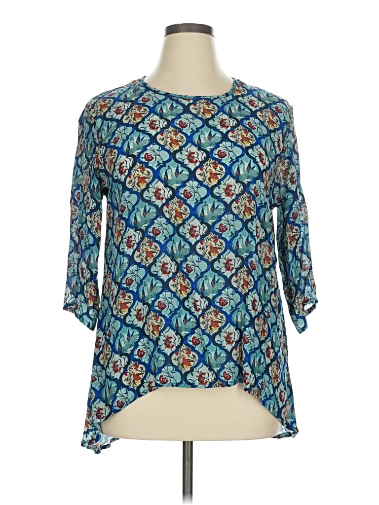 Pre-owned Apny 3/4 Sleeve Blouse In Blue