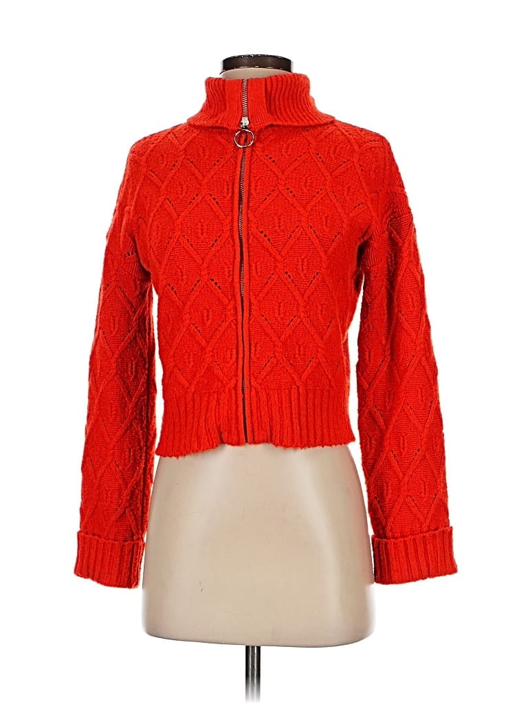 Pre-owned Pink Rose Cardigan Sweater In Red