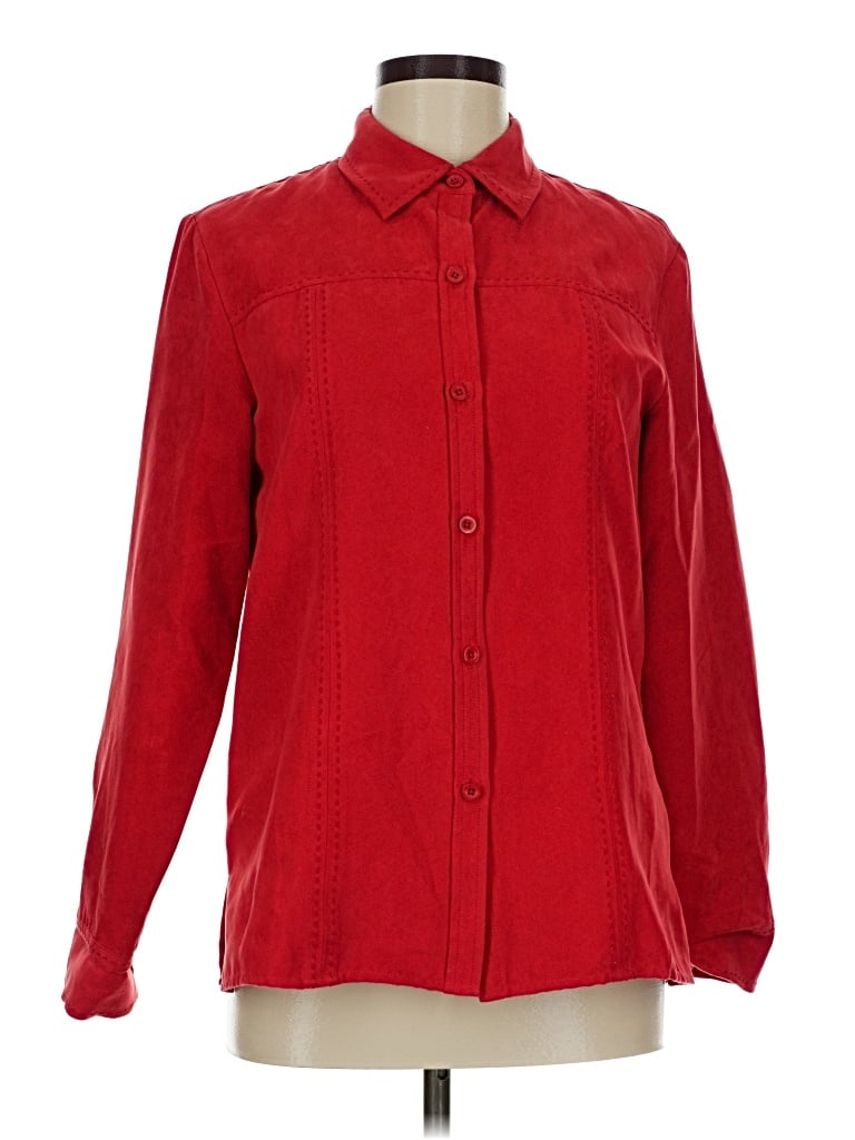 Pre-owned Relativity Long Sleeve Blouse In Red