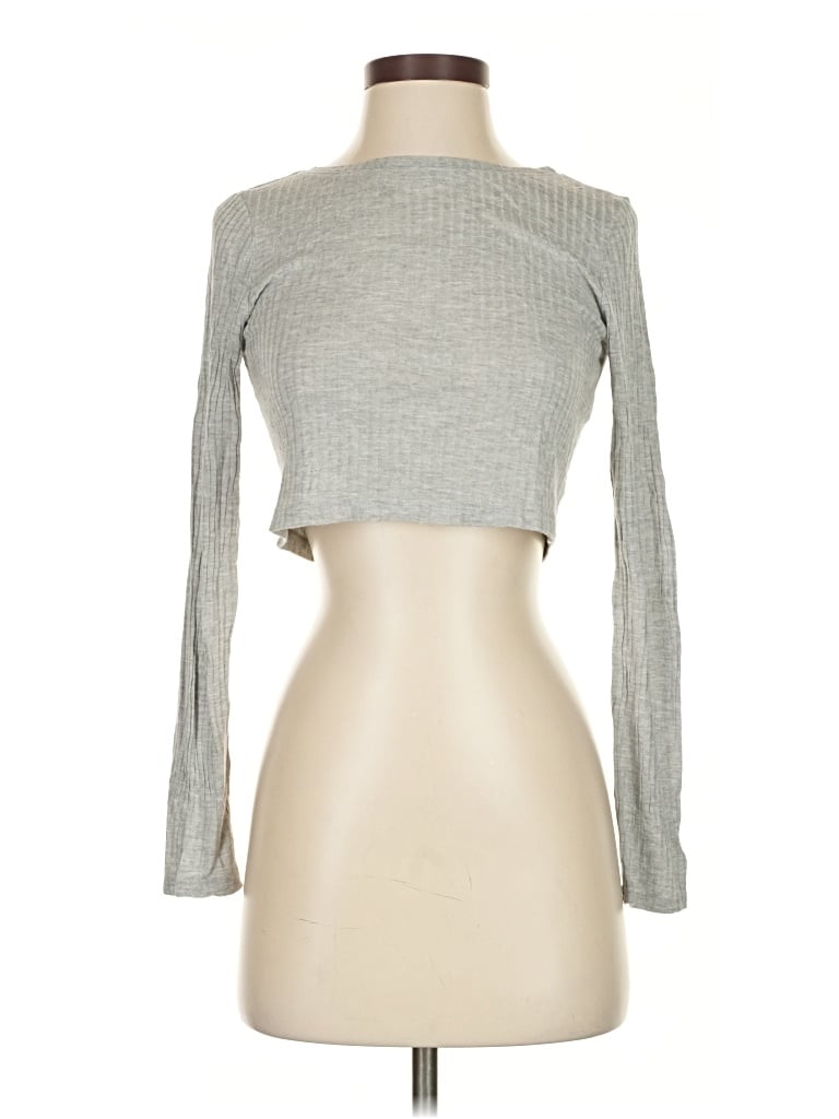 Pre-owned Emma & Sam Long Sleeve Top Gray Turtleneck Tops