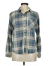 Love Potion 100% Polyester Plaid Blue Long Sleeve Blouse Size M - photo 1