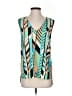 Glam 100% Polyester Teal Sleeveless Blouse Size S - photo 1
