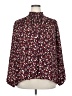 Gibson 100% Polyester Animal Print Burgundy Long Sleeve Blouse Size XXL - photo 1