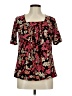 J.Jill 100% Polyester Floral Black Short Sleeve Blouse Size M - photo 1