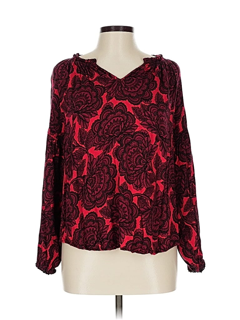 Pre-owned Democracy Long Sleeve Blouse In Red