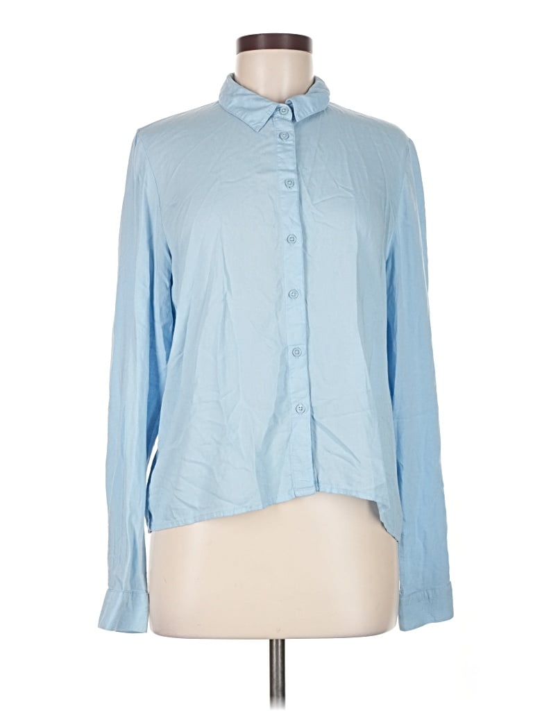 Pre-owned Jaqueline De Yong Long Sleeve Blouse In Blue