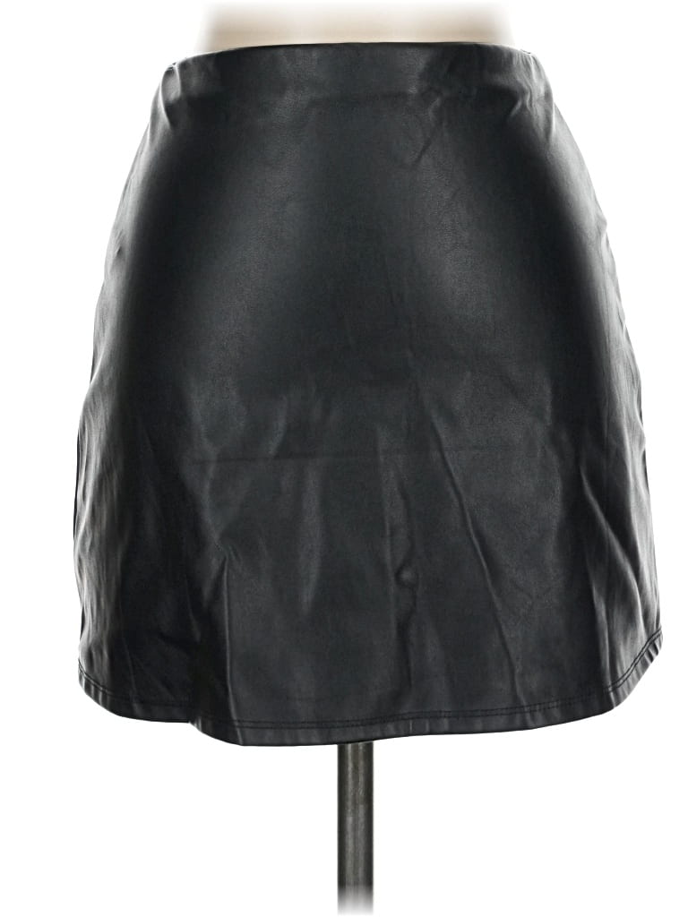 Pre-owned Popular 21 Faux Leather Skirt In Black