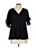 Left Coast by Dolan 100% Polyester Black Short Sleeve Blouse Size L - photo 1