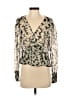 MNG Animal Print Silver Long Sleeve Blouse Size 4 - photo 1