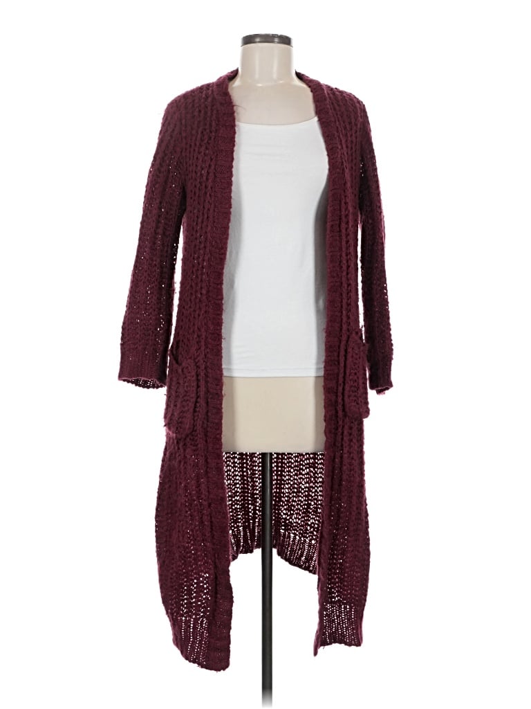 Pre-owned No Boundaries Cardigan Sweater In Burgundy