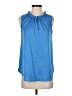 Ann Taylor 100% Polyester Blue Sleeveless Blouse Size 4 - photo 1