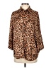 Zara 100% Viscose Animal Print Brown 3/4 Sleeve Button-Down Shirt Size S - photo 1