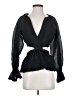 Something Navy Black Long Sleeve Blouse Size XS - photo 1