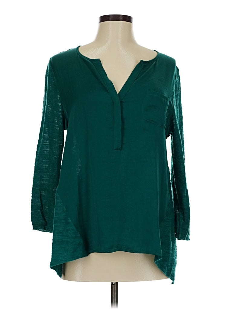 Pre-owned Knitted & Knotted 3/4 Sleeve Blouse In Blue