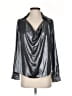 Current Air 100% Polyester Metallic Silver 3/4 Sleeve Blouse Size XS - photo 1
