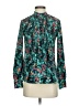 Merona 100% Polyester Floral Teal Long Sleeve Blouse Size XS - photo 1