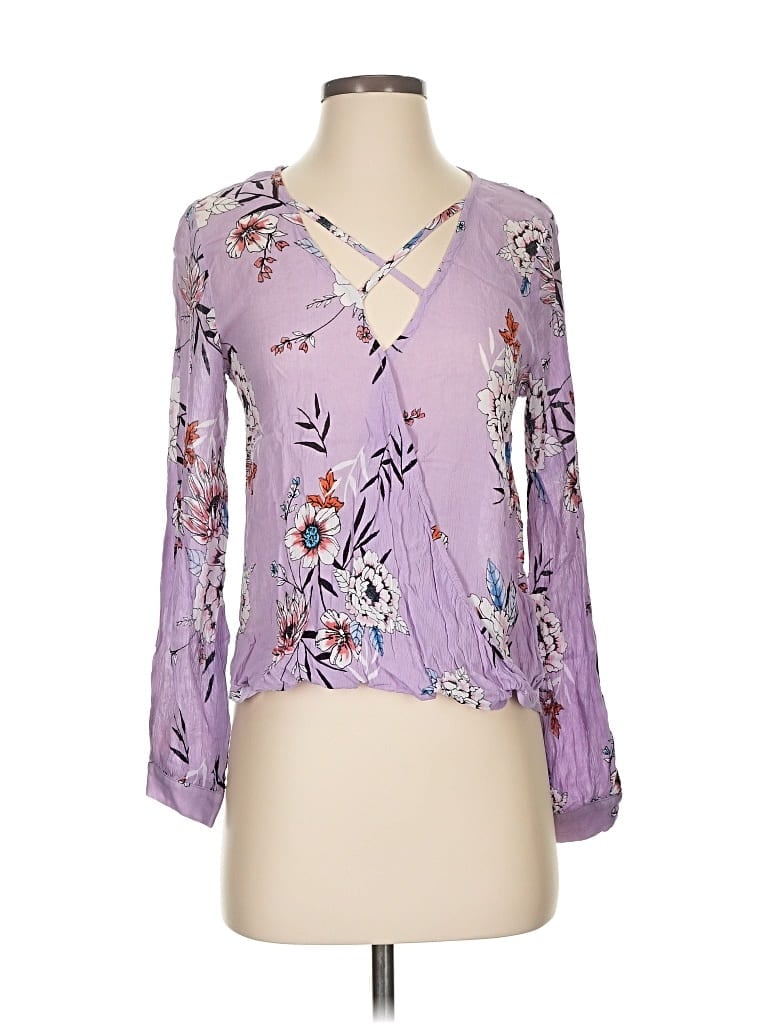 Pre-owned Altar'd State Long Sleeve Blouse In Purple