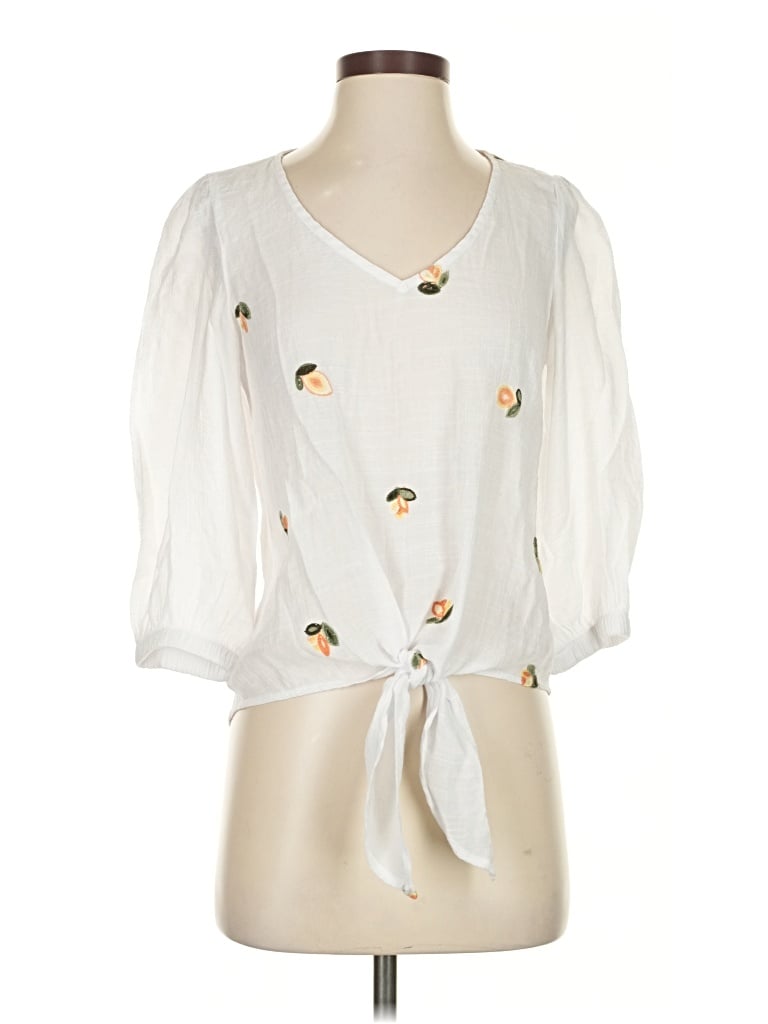 Pre-owned Olivia & Martin 3/4 Sleeve Blouse In White