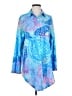 Unbranded Print Blue Long Sleeve Blouse Size S - photo 1