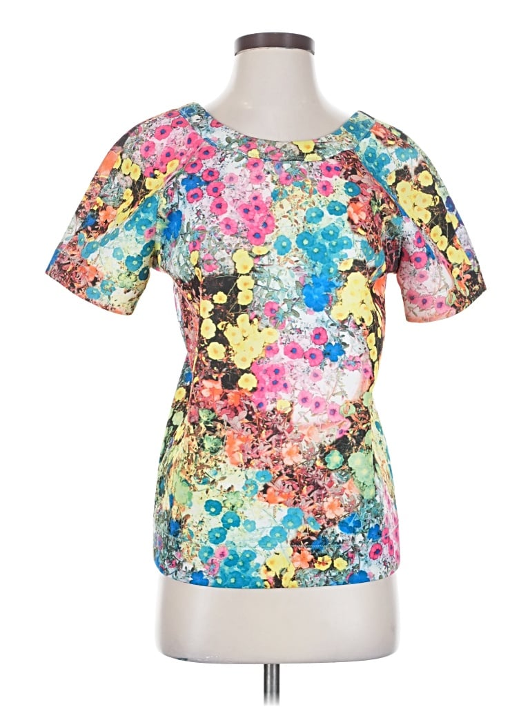 Pre-owned Essentiel Antwerp Short Sleeve Top Yellow Sweetheart Neckline Tops