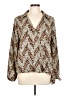 B Collection by Bobeau 100% Polyester Animal Print Brown Long Sleeve Blouse Size L - photo 1