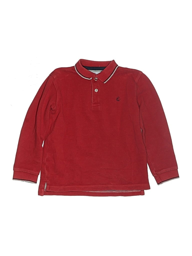 Pre-owned Petit Bateau Kids' Long Sleeve Polo Shirt In Red