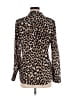 J.Crew Animal Print Brown Long Sleeve Blouse Size 4 - photo 2