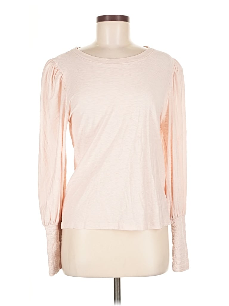 Pre-owned Nation Ltd Long Sleeve Top Pink Boatneck Tops