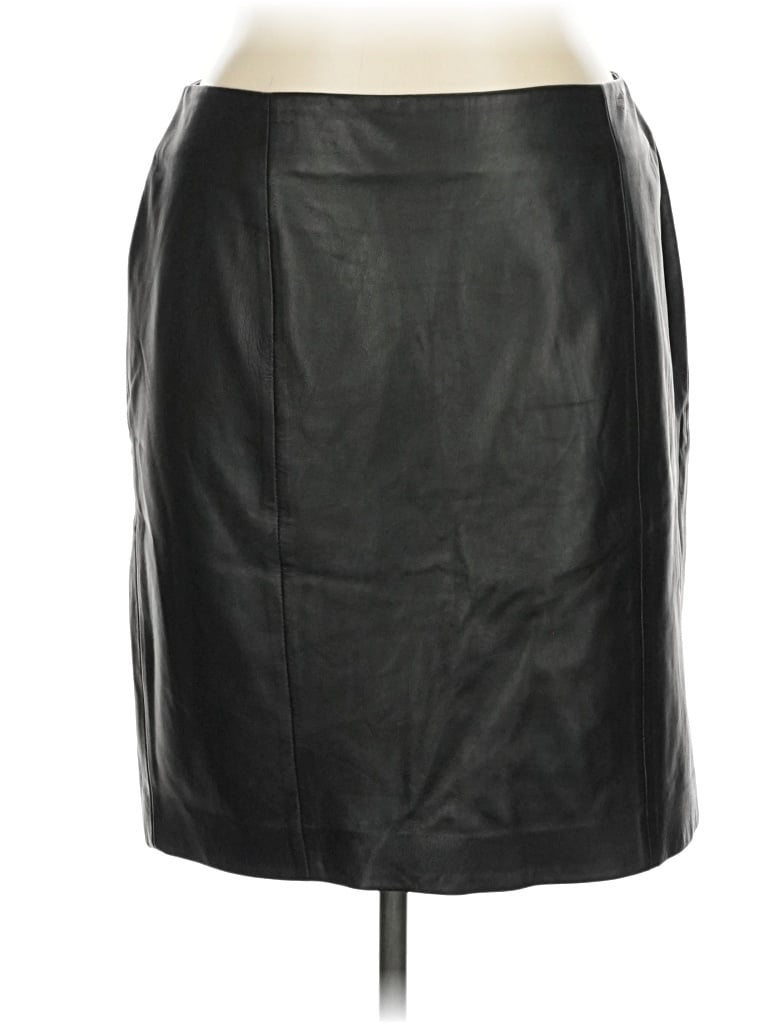 Pre-owned Talbots Leather Skirt In Black