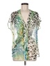 Bellatrix 100% Polyester Animal Print Green Short Sleeve Blouse Size M - photo 1