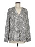 Banana Republic 100% Polyester Animal Print Silver Long Sleeve Blouse Size M - photo 1