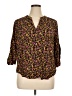 Torrid 100% Rayon Aztec Or Tribal Print Fair Isle Tropical Brown 3/4 Sleeve Blouse Size 1X Plus (1) - photo 1