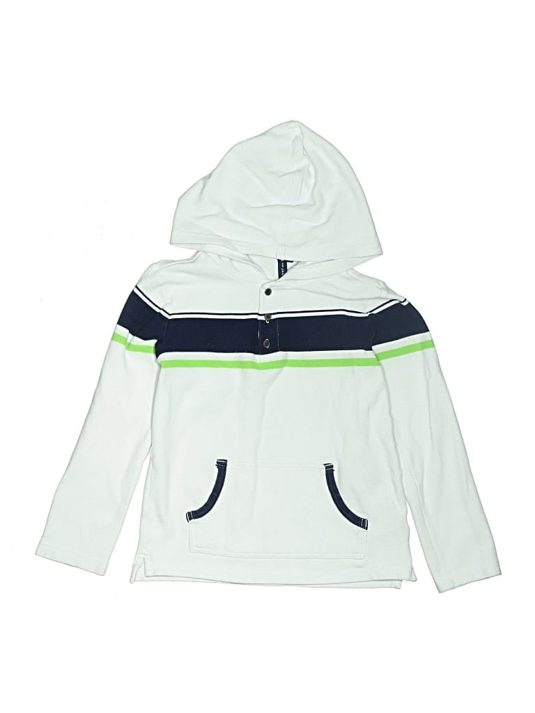 Pre-owned Janie And Jack Kids' Zip Up Hoodie In White