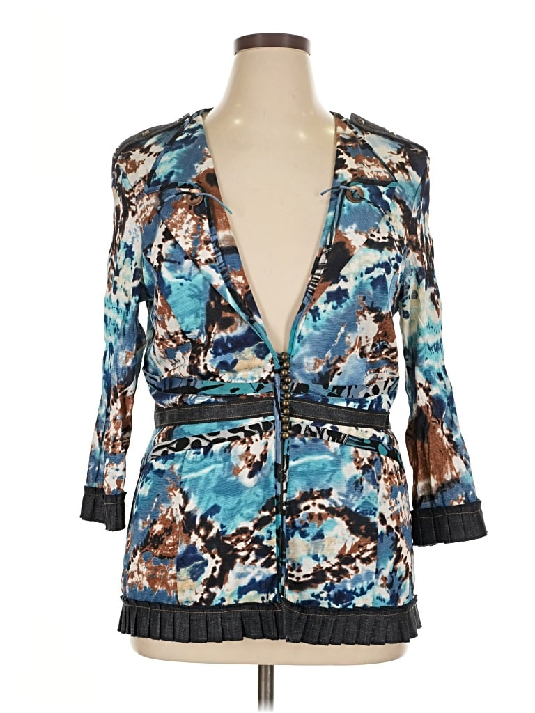 Pre-owned Alberto Makali Long Sleeve Blouse In Blue