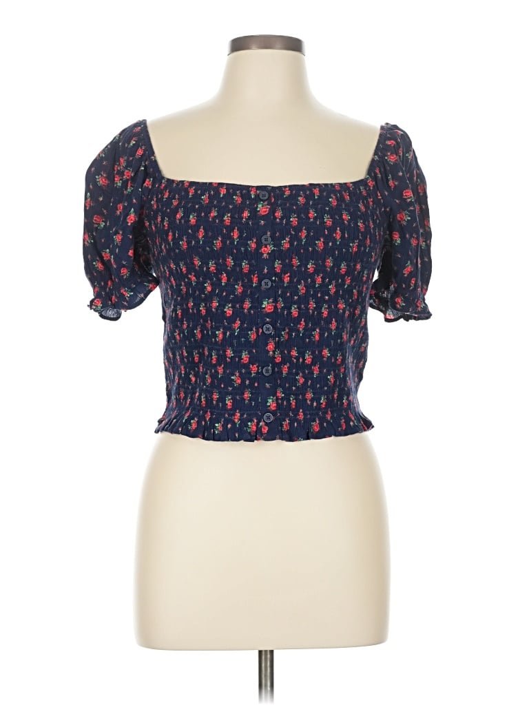 Aerie Short Sleeve Top Blue Sweetheart Neckline Tops In Multi