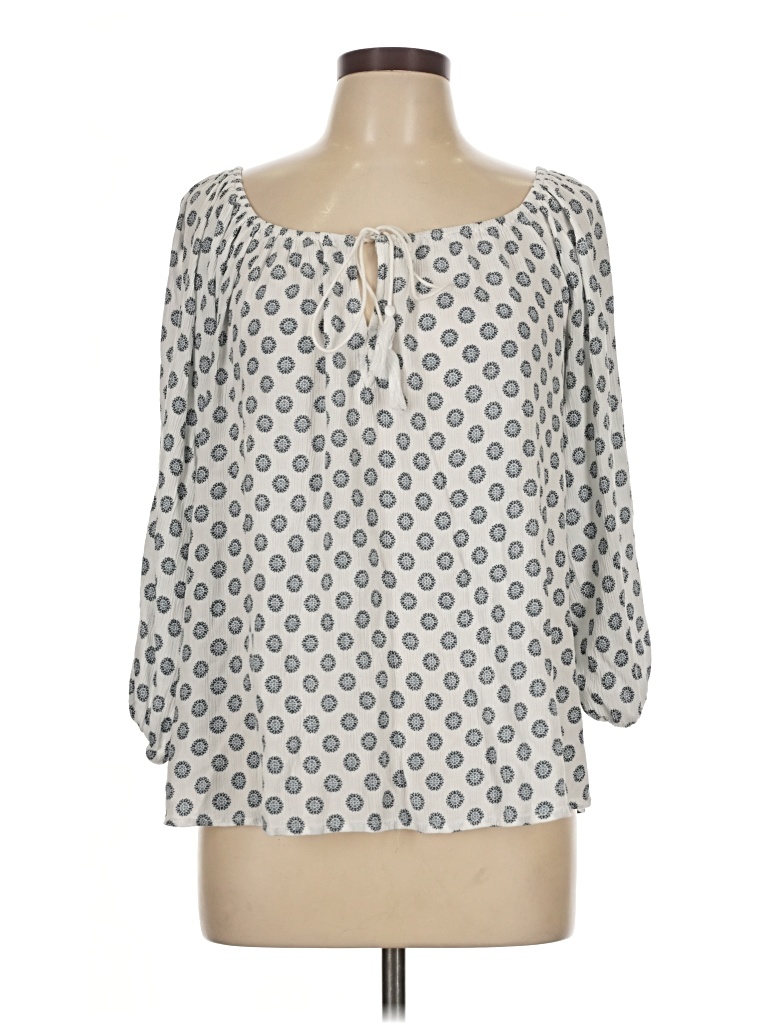 Pre-owned Olivaceous 3/4 Sleeve Blouse In Gray