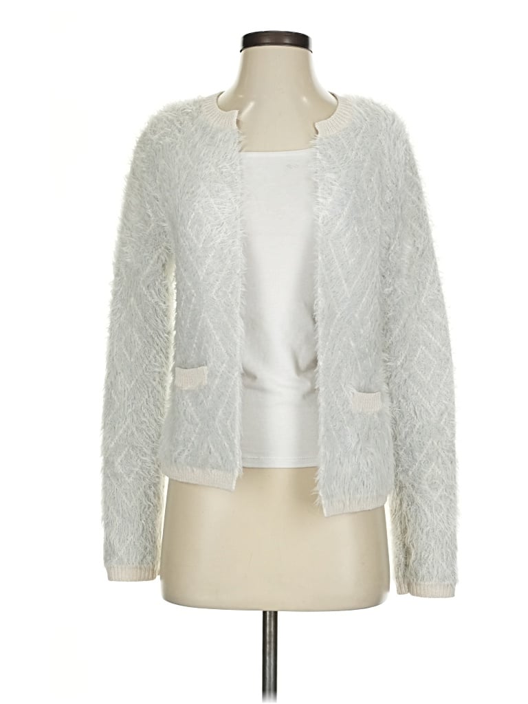 Pre-owned Margaret O'leary Cardigan Sweater In Silver