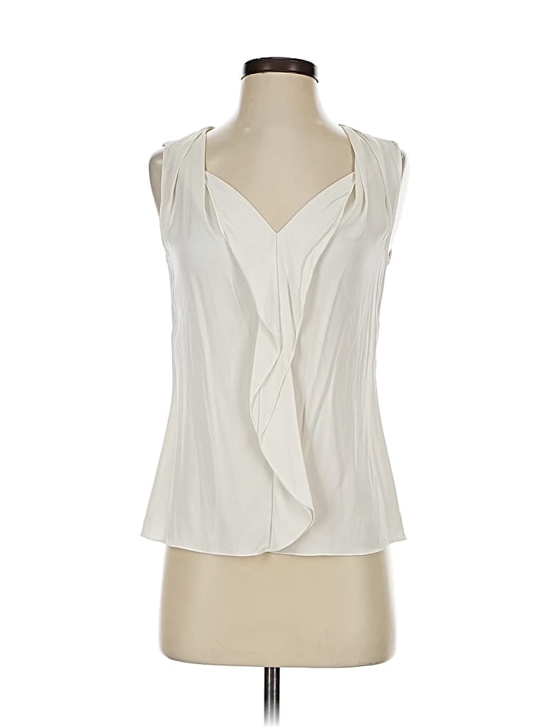 Elie Tahari Sleeveless Silk Top Ivory Plunge Neckline Tops - Used - Size X-Small